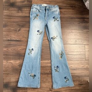 Abercrombie Kids Blue Floral Embroidered Jeans